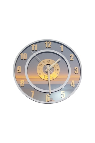 Yeni Trend Gold Pleksi Gerçek Ayna Duvar Saati Çap 40cm Gri-gri Gri-gri