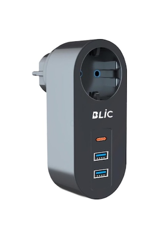 Blic FTR-07 2xUSB 1xTypeC Termal Akım Korumalı Isıya Dayanıklı Tekli Priz