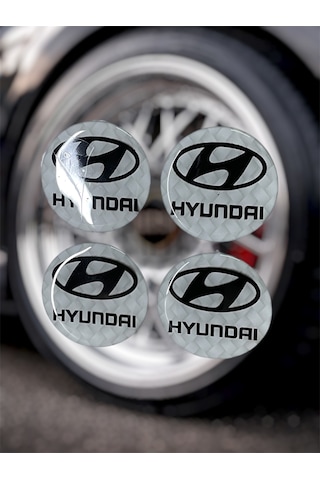 Hyundai Jant Göbeği Damla Etiket 4 Lü Oto Universal Jant Göbeği 3d Jant Arması Damla Sticker Seti Çok Renkli