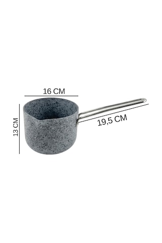 Stone-h 16 Cm Çizilmez Yanmaz Yapışmaz Sos Tenceresi - Derin Süt Tenceresi Granit