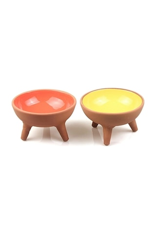 Athstore Ayaklı Kase Kedi Köpek Mama Su Kabı Ayaklı Sırlı 2'li