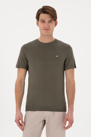 U.S. Polo Assn. Erkek Slim Fit Bisiklet Yaka Koyu Haki Tişört 50306456-VR111