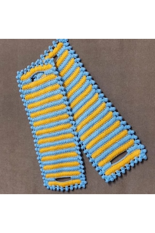 Uretti - Emine 9106 - 3061 El Örgüsü Çift Renkli 2 Li Banyo Lifleri - Sarı / Mavi