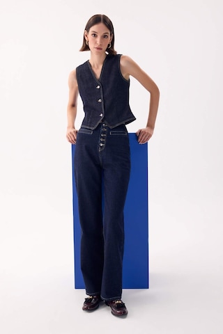 Defacto 90's Wide Leg Yüksek Bel Uzun Jean Pantolon D5830AX24WNNM34 Mavi