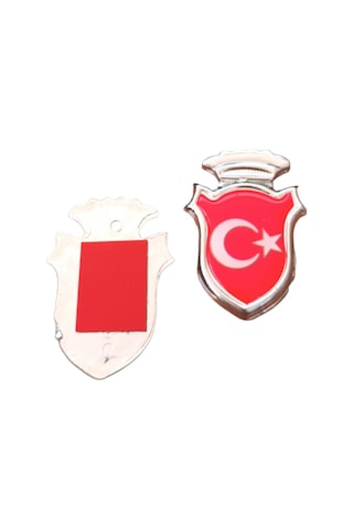 Türk Bayraklı Arma Damla Etiket Kırmızı 2'li