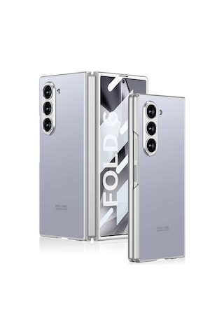 Galxy Uyumlu Z Fold 6 Kılıf Titanyum Metal Tasarımlı Zore Kıpta Caz Kapak-gri Gri