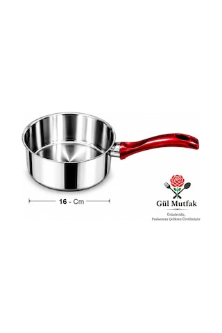 Gül Mutfak 2 Li Sütlük Ve Sosluk 16 Cm 14 Cm - Çok Amaçlı Yumurta Haşlama Ve Sos Tenceresi - Paslanmaz Çelik