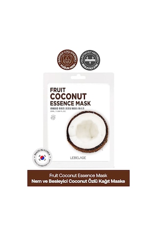 Lebelage Hindistan Cevizi Özü İçeren Nemlendirici Kağıt Maske Lebelage Fruit Coconut Mask
