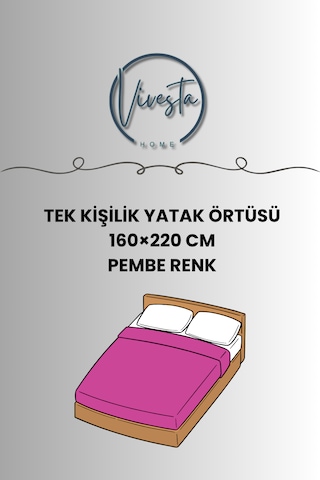 %100 Pamuk Saçaklı Tek Kişilik Yatak Örtüsü 160x220 Şık Ve Modern Tasarım Pembe