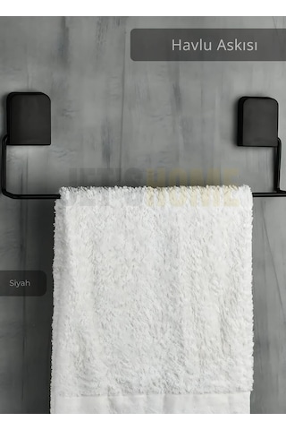 Jet's Home Havlu Askısı Paslanmaz Çelik Yapışkanlı Banyo Havluluk Düzenleyici Siyah Siyah
