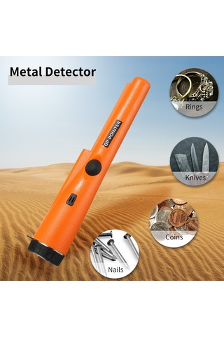 Maiyame Taşınabilir Yüksek Hassasiyetli Metal Dedektörü, Titreşim Ve Sesli Alarm, Led Işıklı, Pil Hariç, Turuncu Portakal
