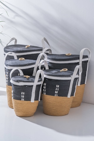 Lora Hasır 5 Li Çok Amaçlı Sepet Seti Renkli