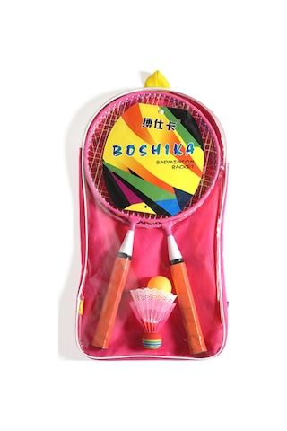 Geeksen Çocuklar İçin Eğlenceli Badminton Seti - Pembe Raket, Top Ve Taşıma Çantası
