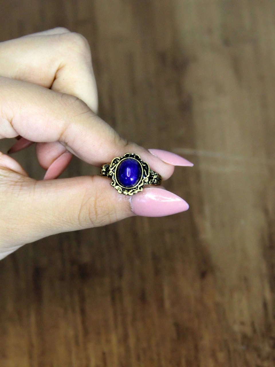 Doğal Taş Lapis Doğal Taşlı Antik Model Kadın Ayarlanabillir Yüzük Euy80l Mavi