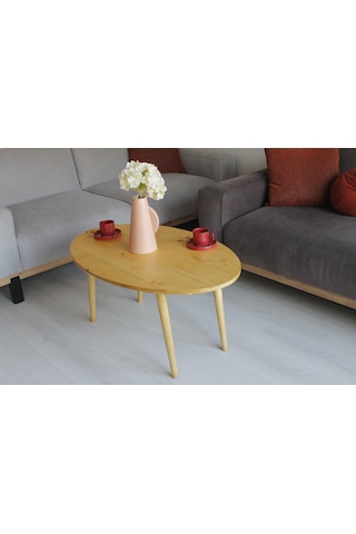 Ahşap Orta Sehpa - Oval - 60 X 97 X 45 Cm