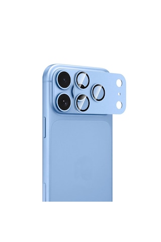 Forzacase İphone 18 Pro Max İle Uyumlu Tam Kaplayan Çerçeveli Kamera Lens Koruyucu - Fc1265 Buzul Mavi
