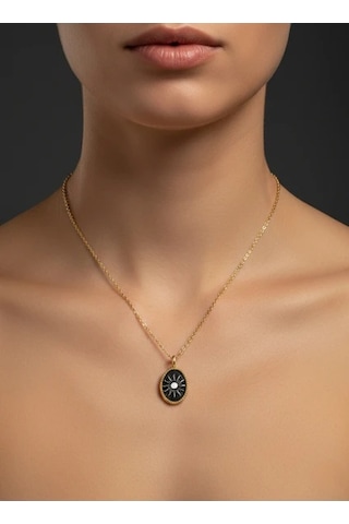G&a Jewels - Güneşin Sesi - 925 Ayar Oksitli Yaldız Altın Kaplama Gümüş Kolye Altın - Gümüş 40+5 Cm