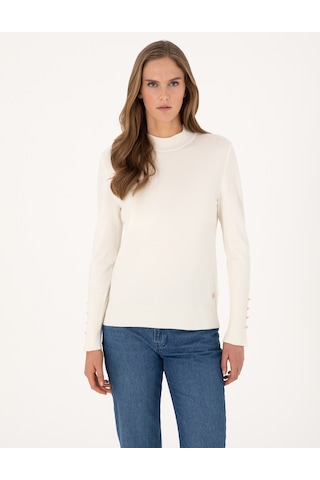 Pierre Cardin Ekru Slim Fit Yarım Balıkçı Basic Kazak 50310887-vr019