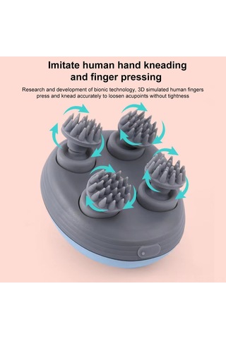 Samdoo Mini Elektrikli Kafa Masaj Cihazı - 4 Masaj Başlı, 3 Seviye, 7 Derece Su Geçirmez, Ev/pet Kullanıma Uygun, Şarjlı, Saç Gelişimi Ve Stres Azaltıcı, Mavi Mavi