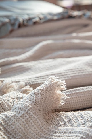 Ecocotton Dina Bej Çift Kişilik %100 Organik Pamuk Pike/yatak Örtüsü Bej