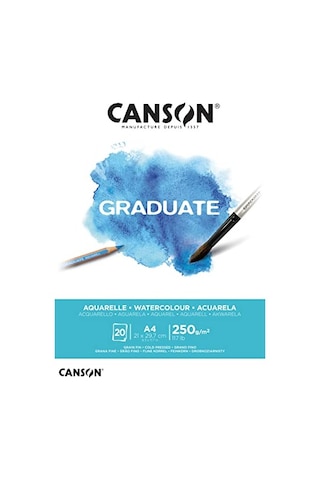 Canson Graduate Sulu Boya Kağıdı Bloğu, Dın A4, 20 Yaprak, 250 G/m²