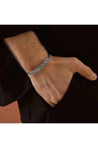 925 Ayar Gümüş Modern Unısex Kelepçe Bileklik Gümüş