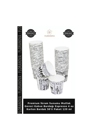 Premium İkram Sunumu Mutfak Gereci Kahve Bardağı Espresso 4 Oz Karton Bardak 50'li Paket 120 Ml