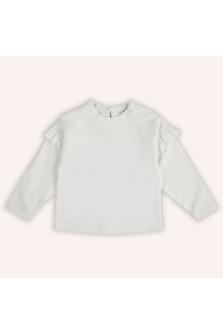 Panço Kız Çocuk Nakışlı T-shirt Ekru 2421gb05015-4815 001