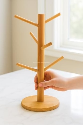 Ahşap Bambu Kupa Bardak Askısı 6&apos Lı Stand Doğal Mutfak Tezgahı İçin Kupa Standı Bardak Tutucu Modern Dekoratif Dayanıklı Kolay Kurulumlu Organizer Yuvarlak 100