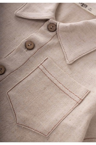 Cigit Kısa Kollu Keten Gömlek 2-7 Yaş Naturel NATUREL