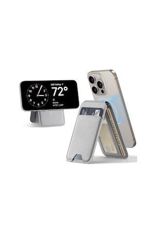 Esr Apple Uyumlu iPhone Standlı Cüzdan Halolock Magsafe Wallet Gri Gri