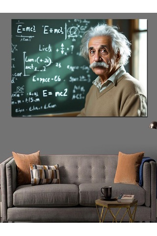 Bilim İnsanı Albert Einstein Dekoratif Kanvas - Mdf Ahşap Tablo
