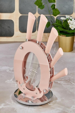 Cooker 6 Parça Mutfak Bıçak Seti Günlük Ve Profesyonel Kullanım Çeyiz Mutfak Pembe