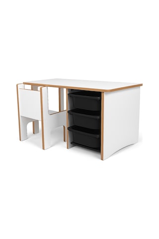 Industrial Living 3 Çekmeceli Çocuk Etkinlik Masası - Beyaz Mdf Beyaz  -  Siyah