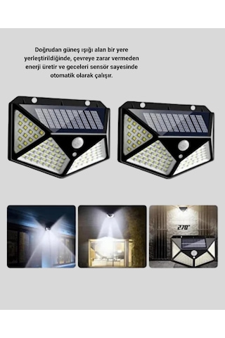 Hnrlıshp Güneş Enerjili Aydınlatma 100 Led Sensörlü Solar Dış Me Lamba