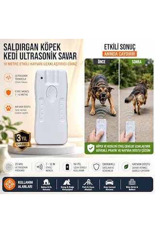 Saldırgan Köpek Kedi Ultrasonik Savar 10 Metre Etkili Uyarıcı