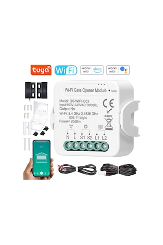 Folinda Tuya Wifi Akıllı Garaj Kapısı Kontrolörü - Uzak Kumanda, Zamanlama, Cihaz Paylaşımı, Google Home & Alexa Uyumlu