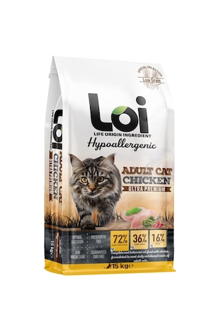 Loi Hipoalerjenik Tavuklu Yetişkin Kedi Maması 15 KG Loi Hipoalerjenik Tavuklu Yetişkin Kedi Maması 15 KG