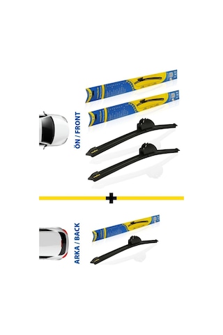 Fıat Egea Supermute Ön Ve Arka 3'lü Muz Silecek Takımı 2015-2022 Hatchback 650mm 400mm 6