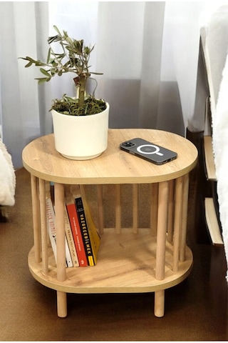 Yan Sehpa - Komodin - Salon - Oturma Odası Zigon Sehpa Safir Meşe