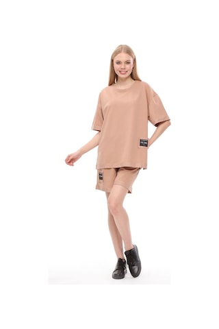 Hgfashion İkili Şort Tişört Takımı Kahverengi