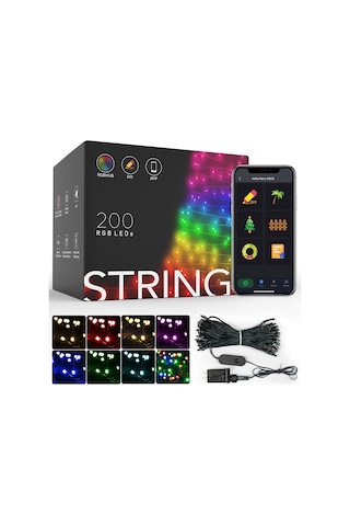 App Akıllı Led Işık Dize Rgb Noel Ağacı Dekorasyon Açık Bahçe Çiti Noel Tatili Işık Dize 20 Metre 200 Işık Çok Renkli
