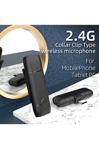Kosona Kablosuz Lavalier Mikrofon 2.4g - Gürültü Azaltma, 20m Aktarım, Type-c - Canlı Yayın, Ders, Röportaj,短视频 İçin Batarya Dahil