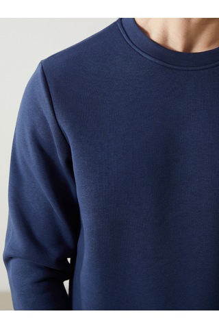 Lcwaıkıkı Basic İndigo Bisiklet Yaka Erkek Kalın Sweatshirt