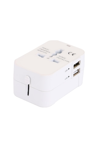 Monyee Evrensel Seyahat Şarj Cihazı - 150+ Ülke Uyumlu, Çift Usb Portlu, Hızlı Şarj