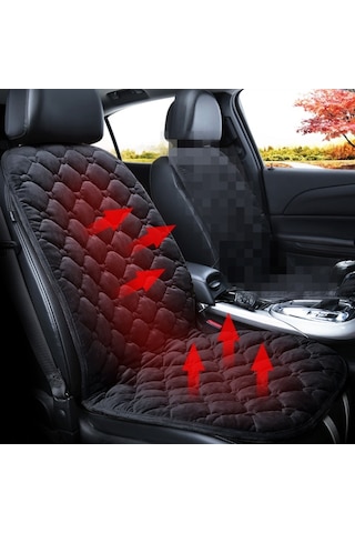 Sones Araba 24v Ön Koltuk Isıtıcı Minder Isıtıcı Kapak Kış Isıtmalı Sıcak, Tekli Koltuk Siyah