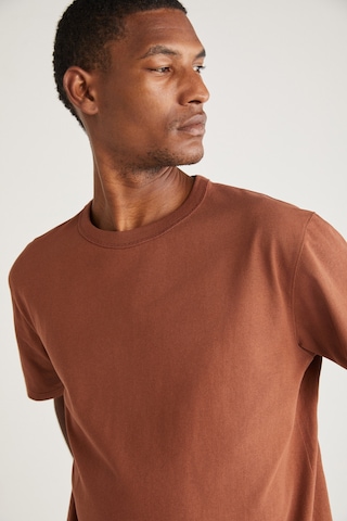 Grımelange Astons Erkek Relaxed %100 Organik Pamuk Kalın Süprem Dokuma Koyu Kahverengi T-shirt Koyu Kahverengi