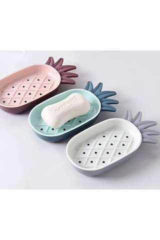 Harmony Ans-07 Ananas Figürlü Süzgeçli Katı Sabunluk Su Tutmaz Katı Sabunluk Lavabo Üstü Sabunluk 1 Adet Renkli
