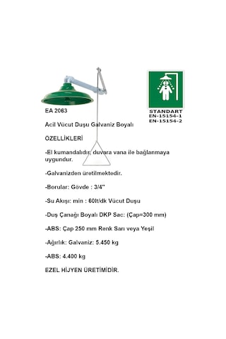 Vücut Duşu Tavana Monte Galvaniz Boyalı