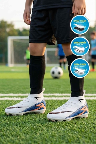 Laliga Beyaz Siyah Bilekten Çoraplı Çocuk Krampon 610 Süperfly F-p Beyaz - Siyah